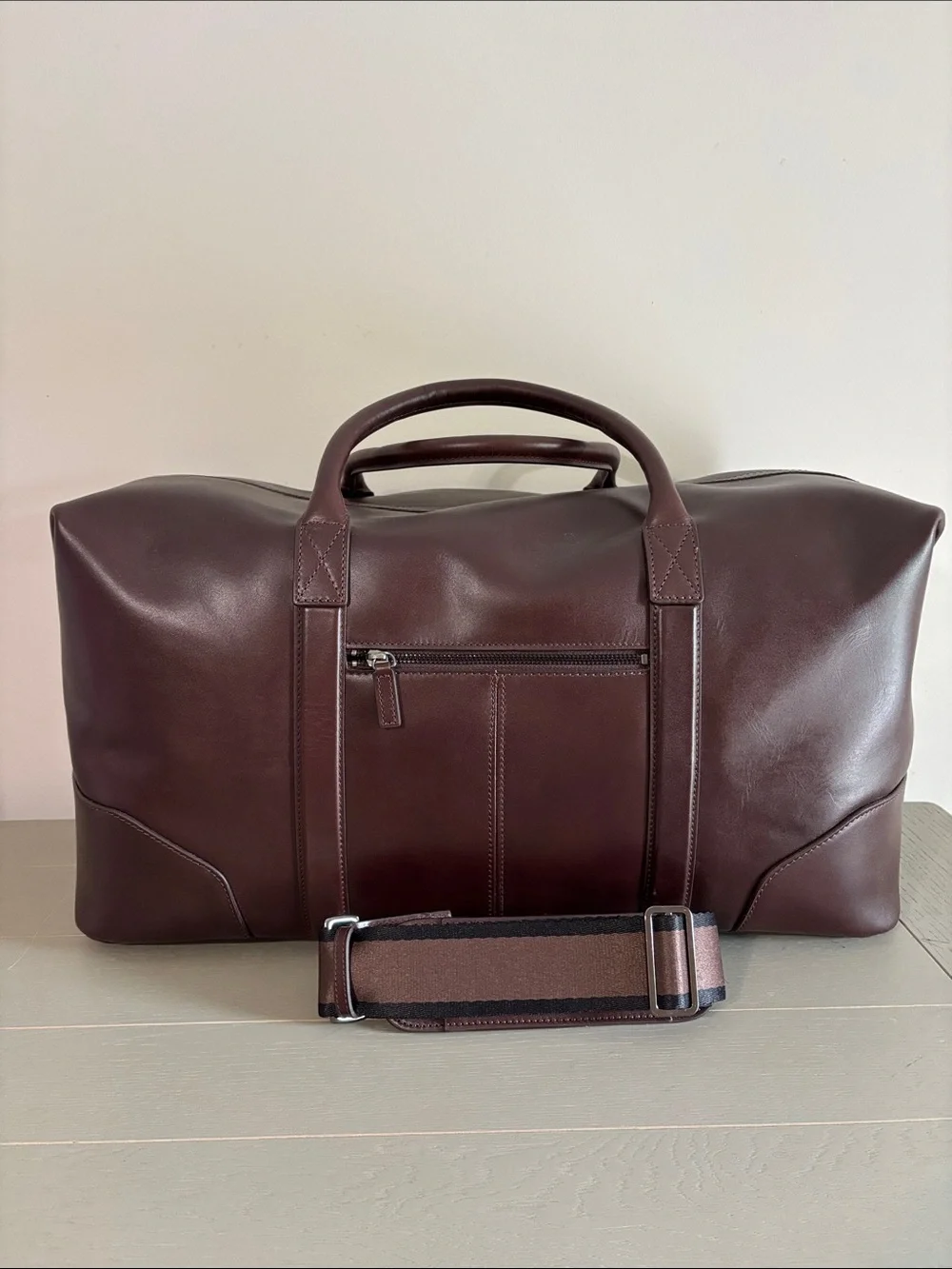 Mark & Graham Chestnut Brown Leather Duffel Bag